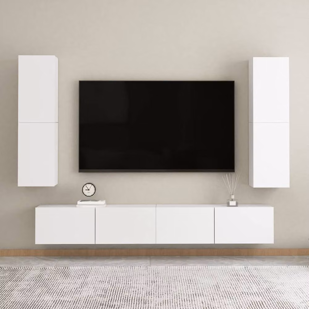 Berkfield Home White MDF TV Cabinet W/D/H: 30.5 x 30.0 x 110.0 cm – 3