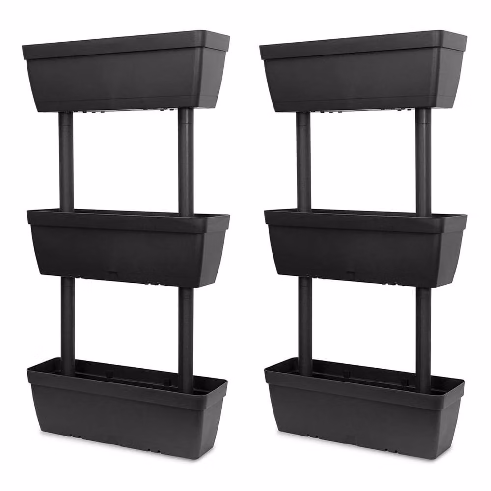 Berkfield Home Garden Planter Set of 6, Anthracite and Black, 100 cm – 2