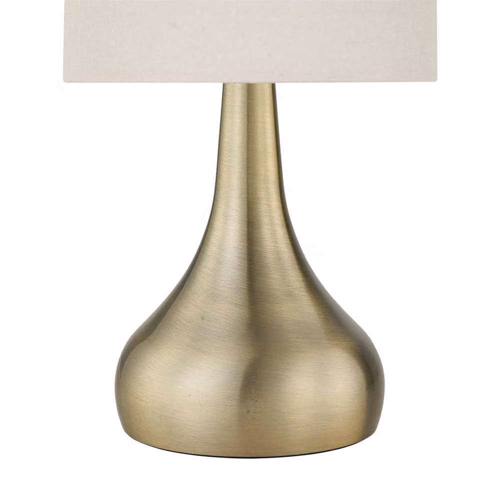 First Choice Lighting Set of 2 Romana Antique Brass Touch Table Lamps with Bronze Fabric Shades – 2