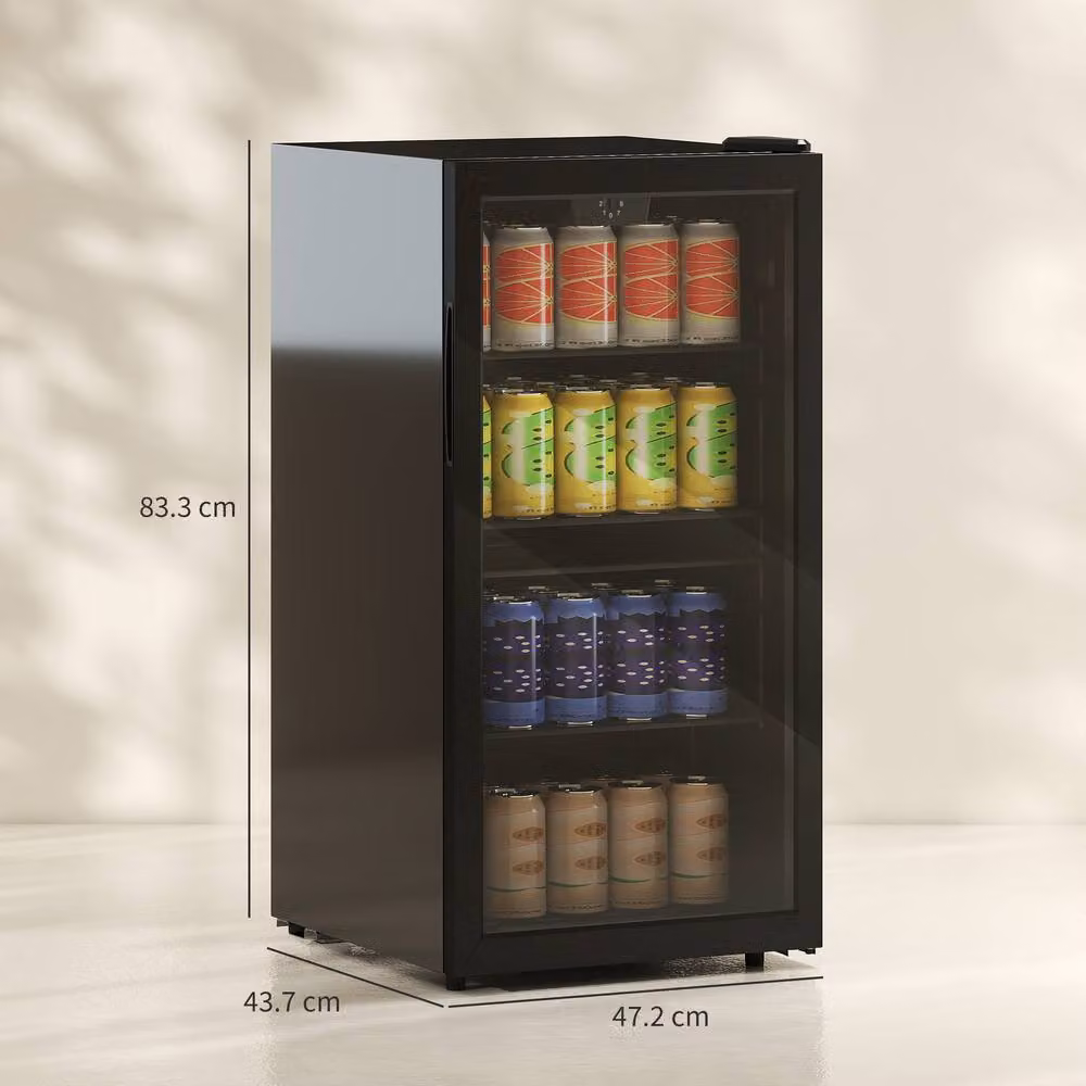 HOMCOM 93L Freestanding Drinks and Wine Fridge with Glass Door and LED Interior Light, Black – 3