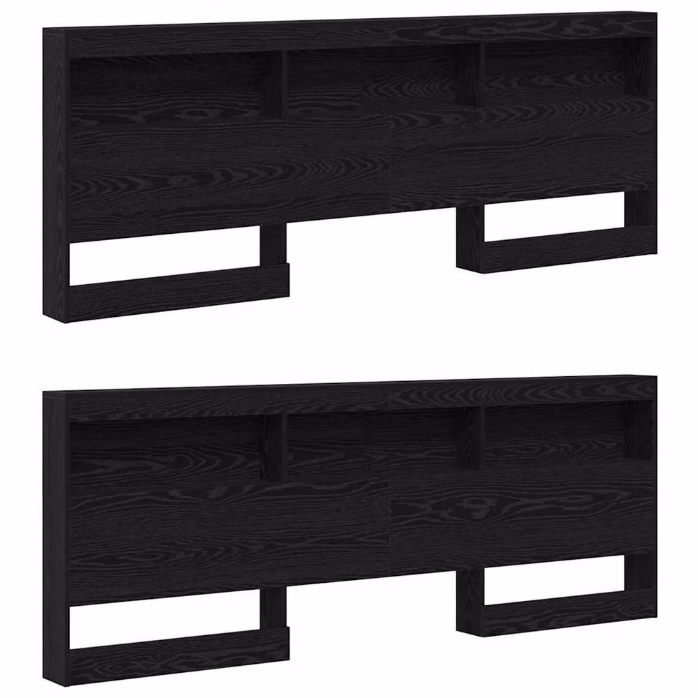 Berkfield Home Black Oak Storage Headboard with Shelf, Width: 180 cm – 5