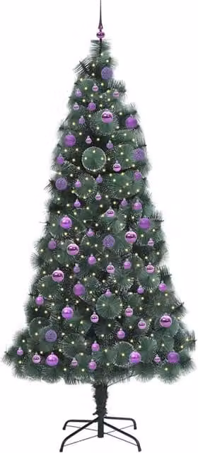 Berkfield Home Elegant Artificial Pre-lit Christmas Tree with Ball Set, Green, Height: 240 cm – 1