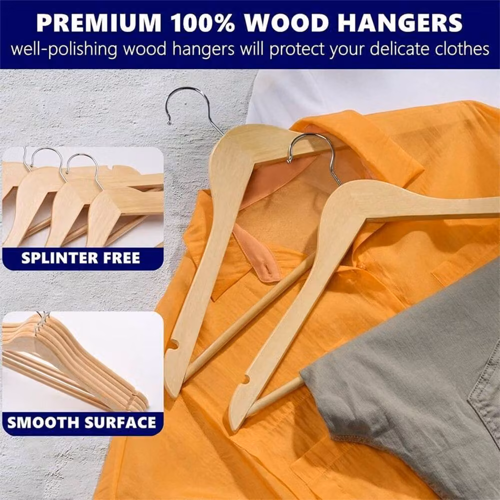 SPETLEK 30-Piece Brown Wooden Coat Hangers with Bar and Swivel Hook – 4