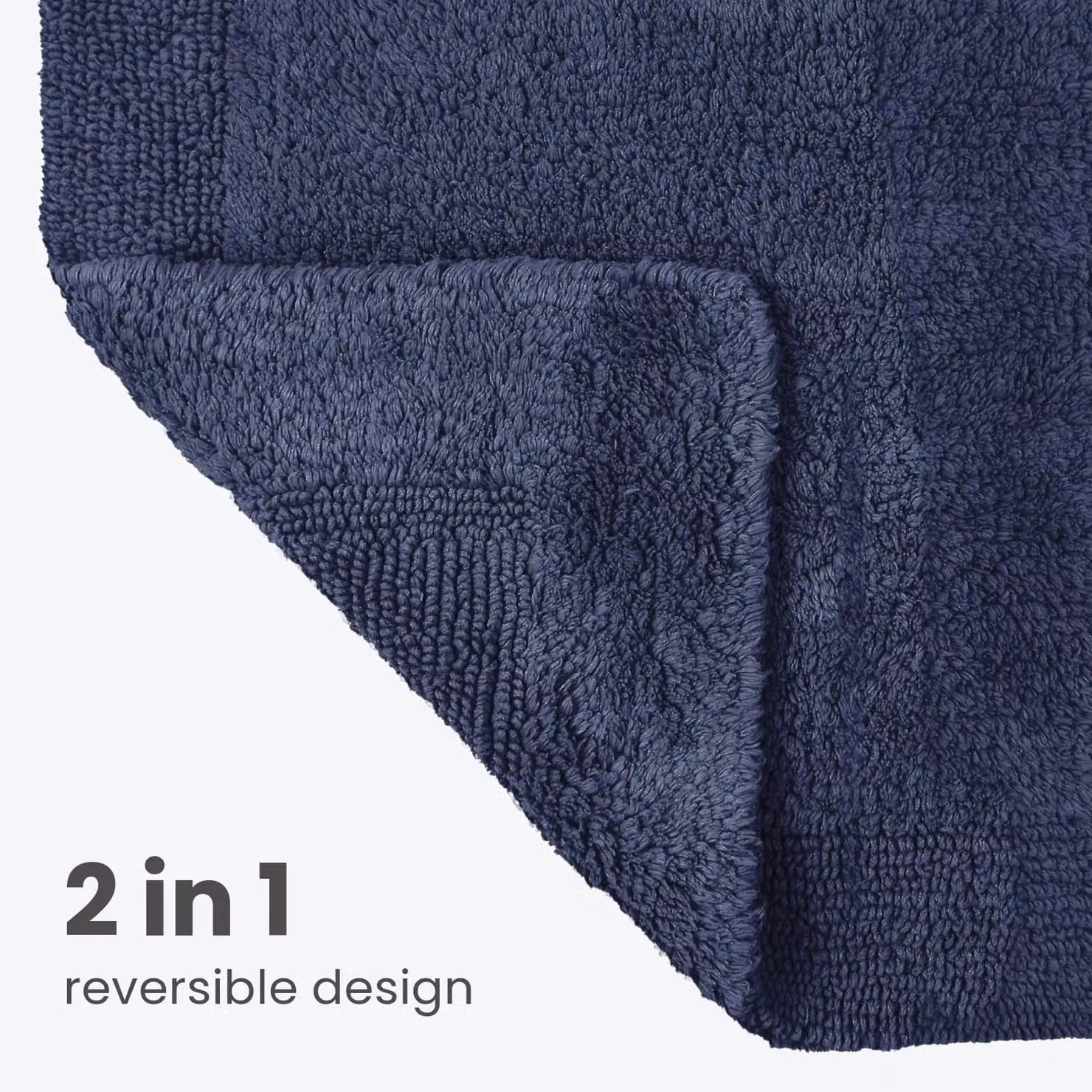 Allure Bath Fashions Elegance Reversible Heavyweight Cotton Pedestal Mat in Blue, W/D/H: 55 x 55 x 1 cm – 3