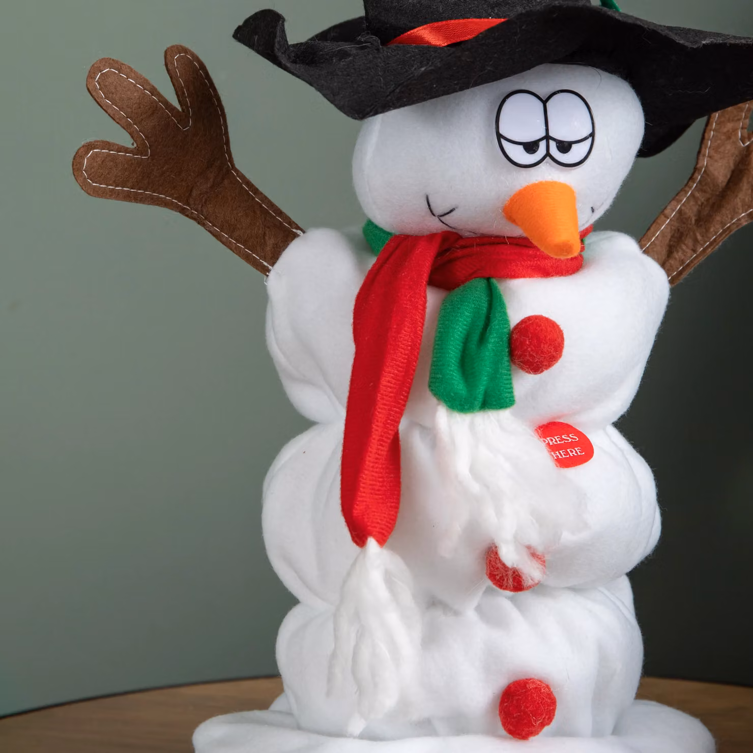 Samuel Alexander 35cm Singing and Dancing Animated Sherbert Snowman Christmas Tabletop Decoration in White, Red and Black – 3