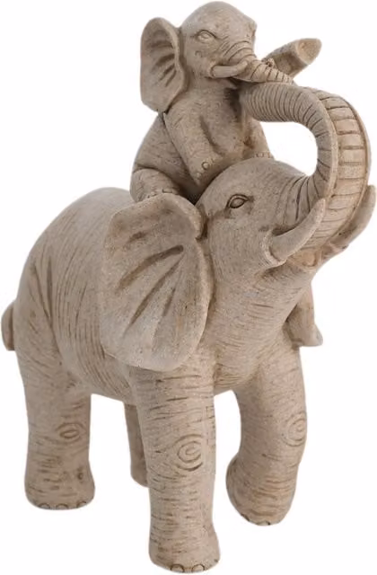 Naturecraft Elephant and Calf Sandstone Finish Figurine in Natural – 1