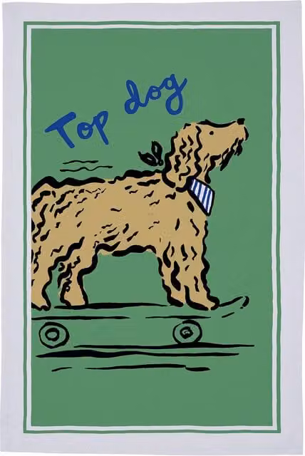 Ulster Weavers Top Dog Dogs Print 100% Cotton Tea Towel in Multicolour and Green