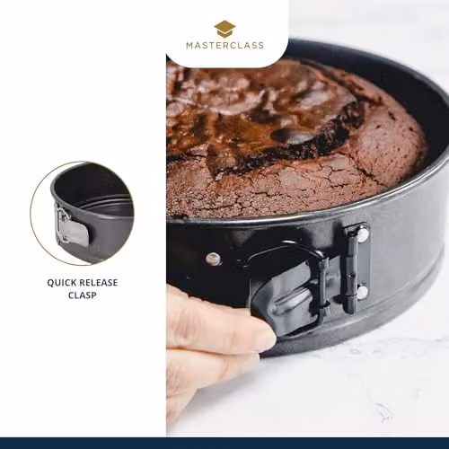 MasterClass Non-Stick Carbon Steel Springform Loose Base Cake Tin, Grey, Diameter: 20 cm – 4