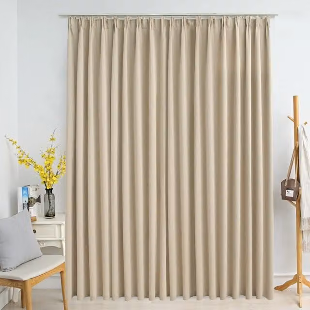 Berkfield Home Beige Blackout Fabric Curtain Panel with Hooks W: 290 cm, H: 245 cm