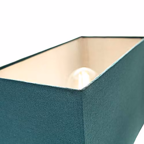 Happy Homewares Modern Rectangular Fabric and Metal Lamp Shade in Petrol Blue and White, Length: 29 cm – 2
