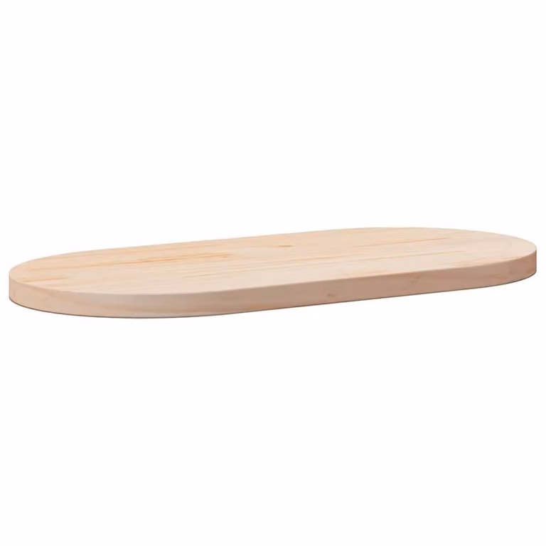 Berkfield Home Natural Solid Wood Pine Oval Table Top W: 90 cm, D: 45 cm, H: 2.5 cm
