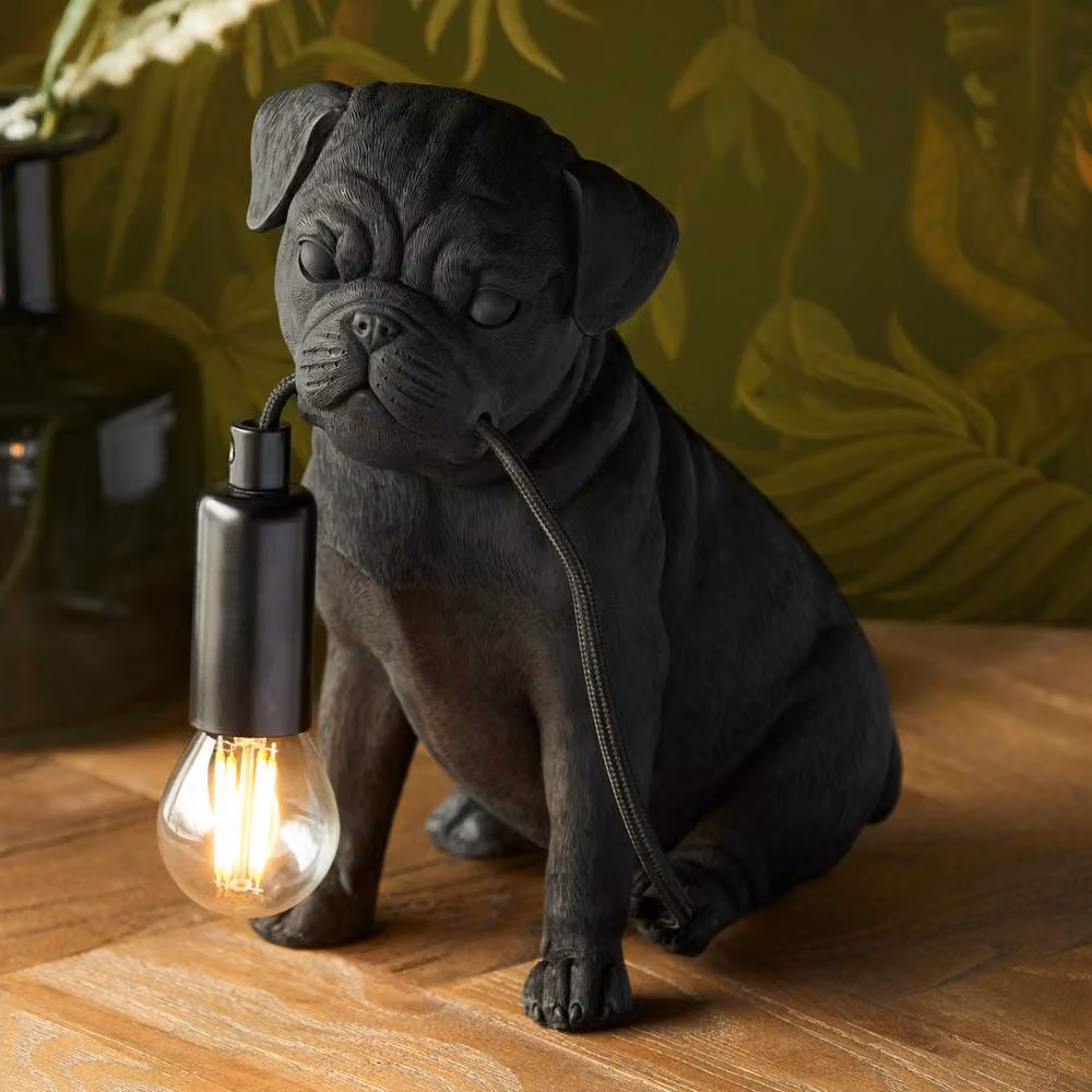 Netlighting Pug Puppy Table Lamp in Matt Black with E14 Bulb Holder – 2