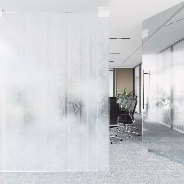 Berkfield Home Decorative Frosted Bamboo Pattern Window Film, White, W: 45 cm, L: 500 cm