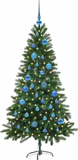 Berkfield Home Realistic Green PE Christmas Tree with 150 LEDs and Stand, Height: 150 cm