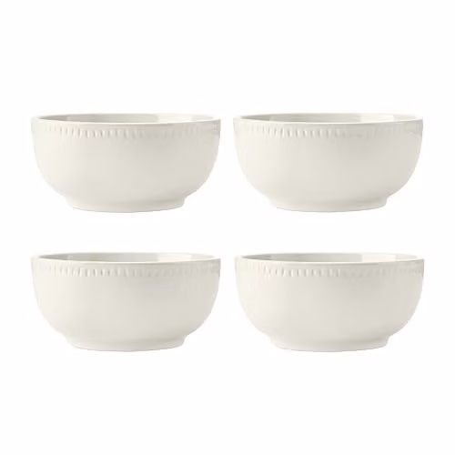 Mikasa Cranborne 4pc White Stoneware Cereal Bowl Set, Diameter: 15 cm