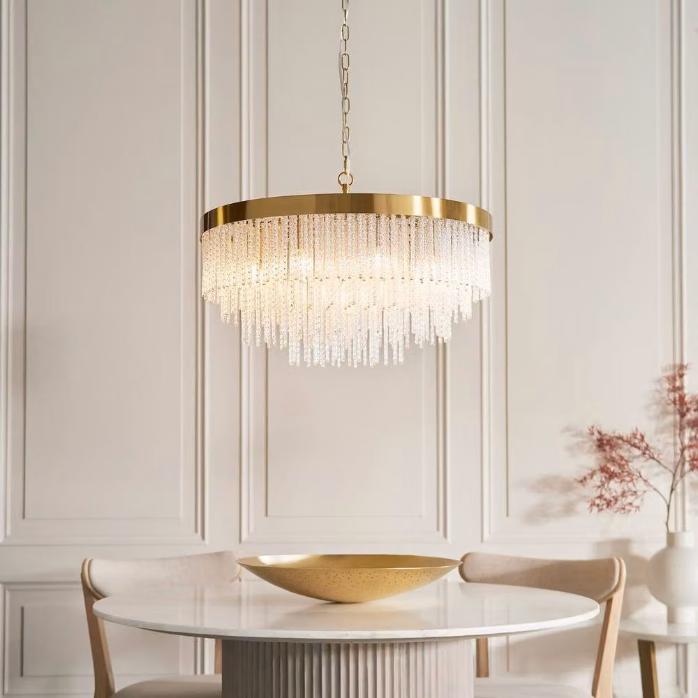 Netlighting Anistoria Grand Pendant Light in Gold and Transparent Glass with 9 x E14 Sockets – 2