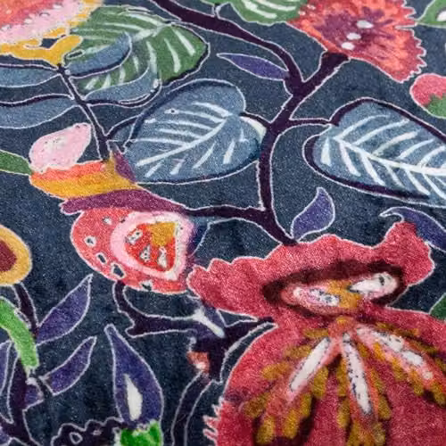 Riva Home Floral Velvet Square Cushion, Multicolour, W/D/H: 50 x 50 x 50 cm – 4