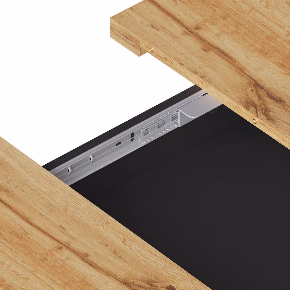 Merax Extendable Telescopic Rectangular Dining Table with Base Drawer Storage in Black – 4