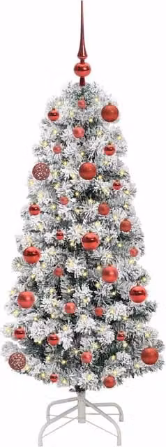 Berkfield Home Realistic Artificial Hinged Tabletop Christmas Tree in Green and White, Height: 120 cm