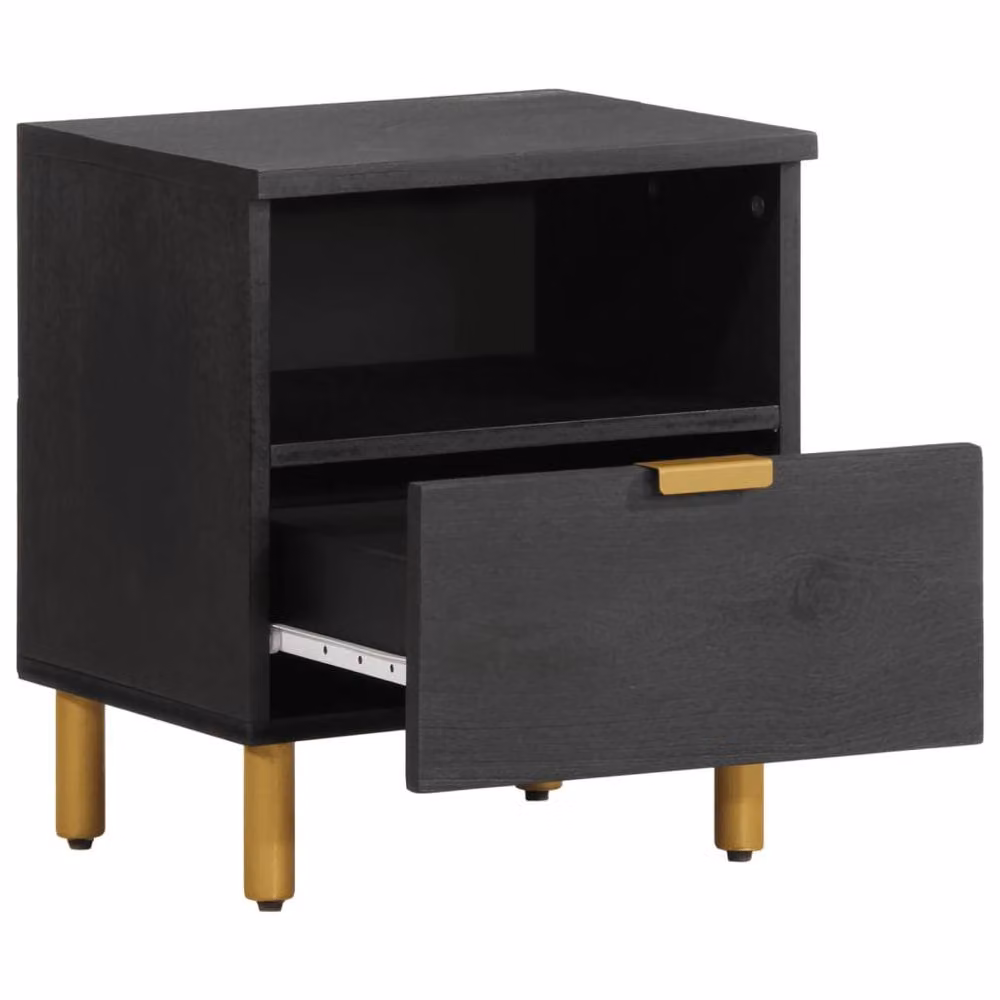 Berkfield Home Classic Bedside Cabinet in Black, W/D/H: 40 x 33 x 46 cm – 2