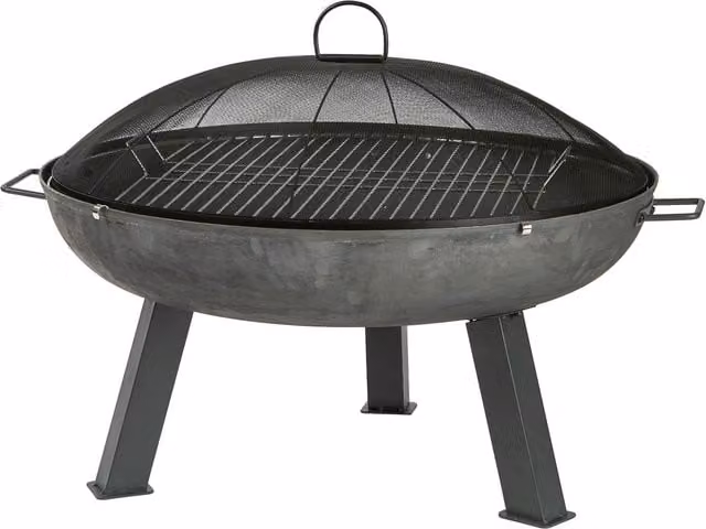 Harbour Housewares Cast Iron Fire Pit BBQ and Fire Bowl in Grey, Diameter: 75 cm – 1