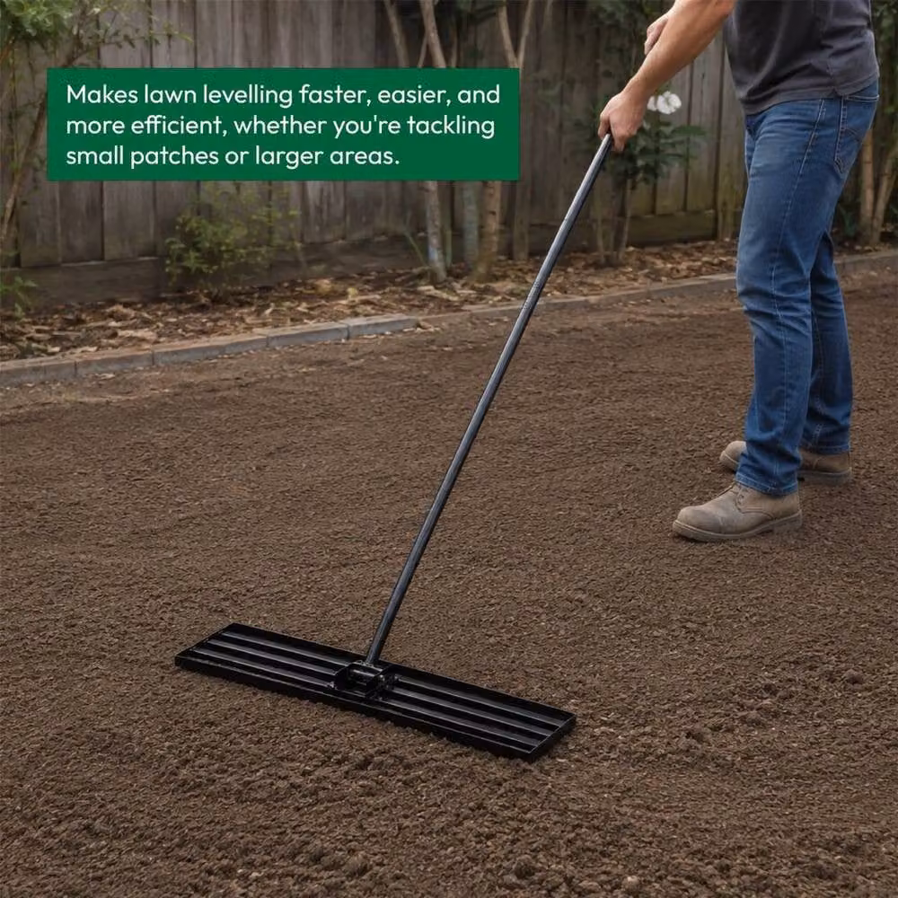 NESTLUNE Black Levelling Rake for Lawn Surface Grass, W: 75.5 cm, Weight: 1.25 kg – 2