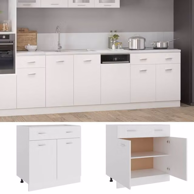 Berkfield Home White Modern Drawer Bottom Cabinet, W/D/H: 80 x 46 x 81.5 cm – 1