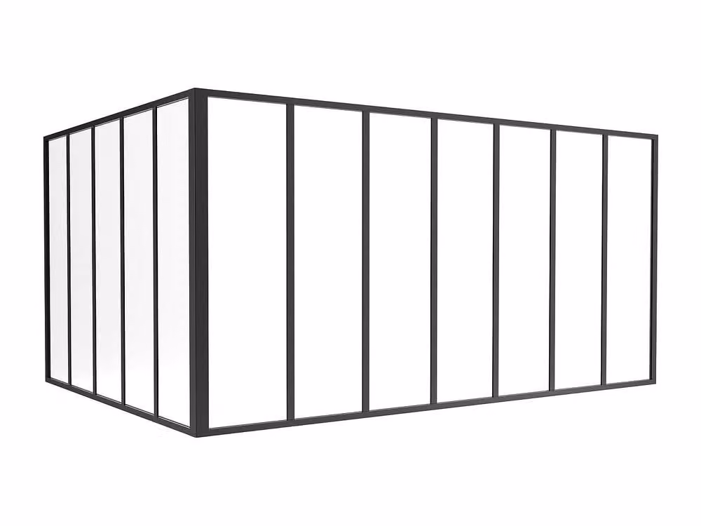 Vente-unique Corner Studio Glass Panelling in Powder-Coated Aluminium, Black, W: 150 cm, H: 210 cm – 2
