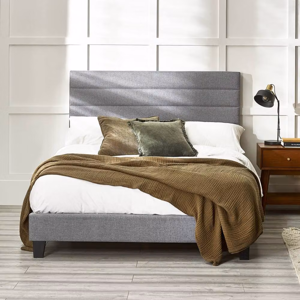 Cheshire Modern Upholstered Fabric Bed in Grey, Single (W/D/H: 90 x 200 cm) – 2