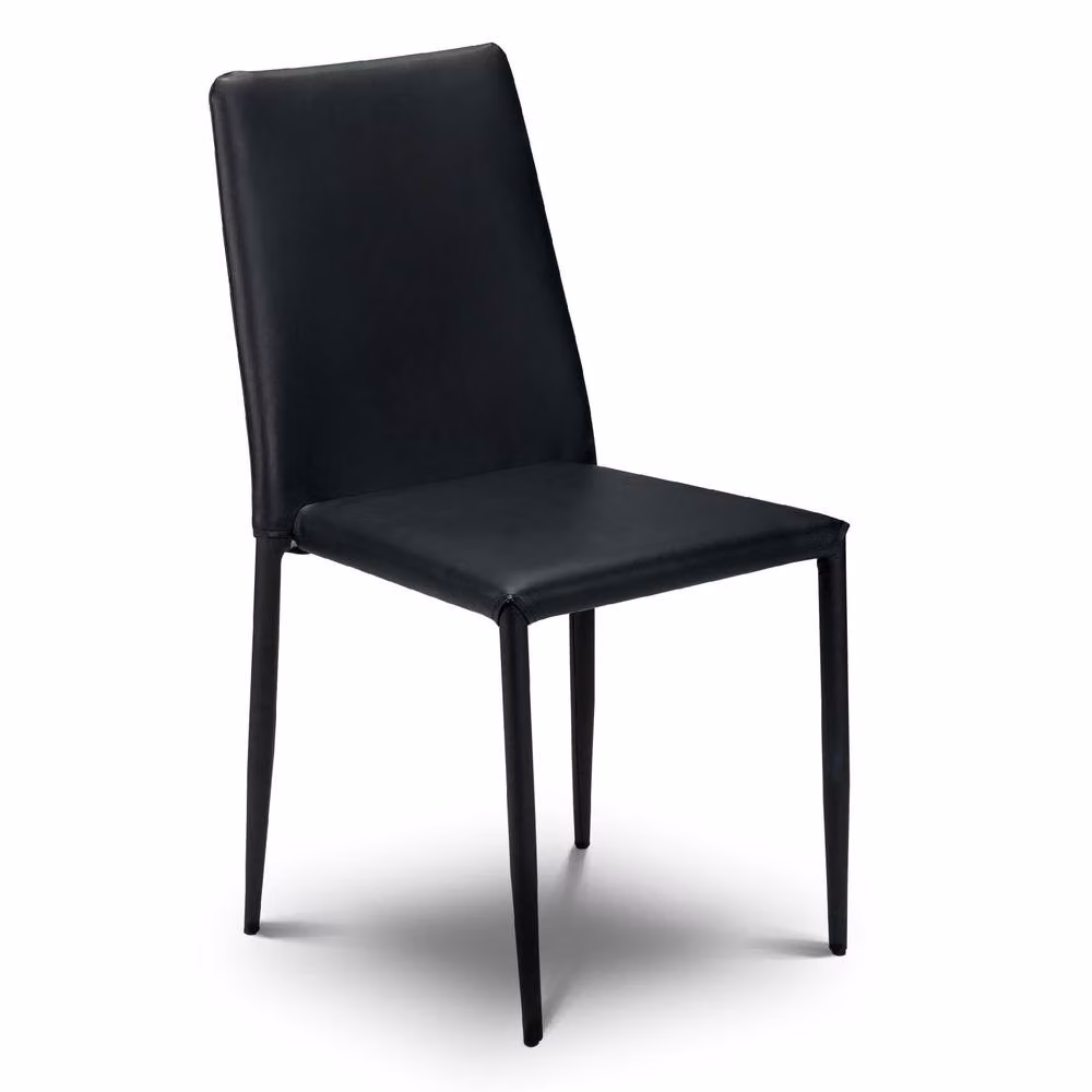Cheshire Oakridge Set of 4 Modern Black Synthetic Leather Upholstered Dining Chairs with Oak and Metal Frames – 2