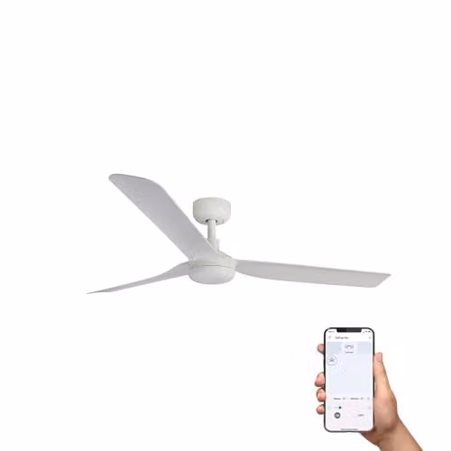 Netlighting Punt 130cm Smart Ceiling Fan in White with Tuya System and Remote Control