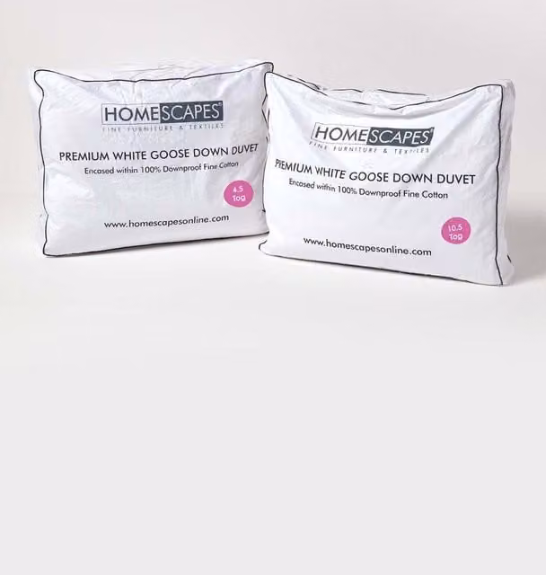 Homescapes White Goose Down 15 Tog All Seasons Duvet