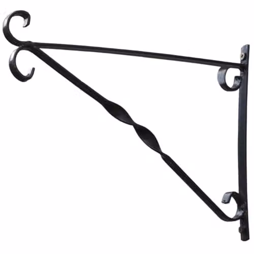 Thompson & Morgan Black Metal Hanging Basket Wall Brackets with Fixings, W: 25 cm, H: 36 cm, 1 Hook