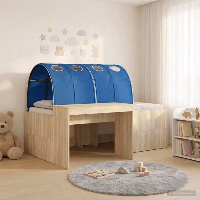 Berkfield Home 3-Piece Bed with Tunnel in Artisan Oak and Blue Engineered Wood – 1