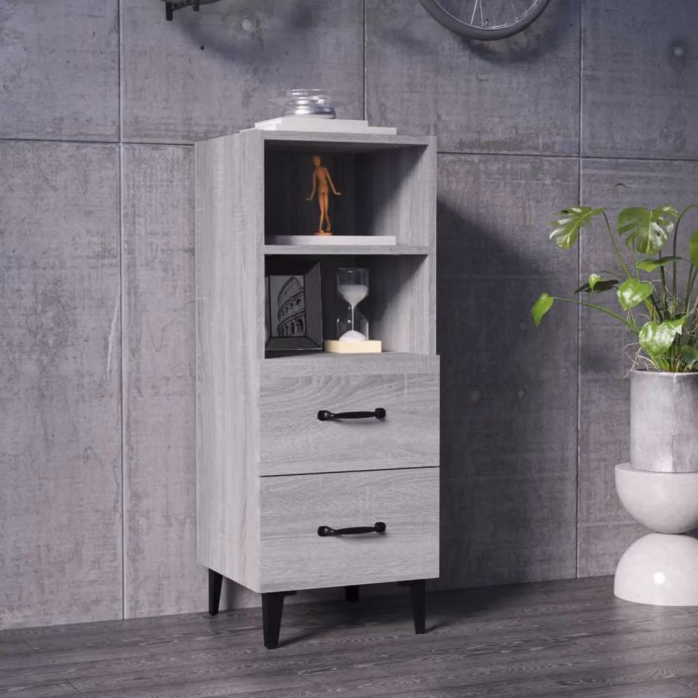 Berkfield Home Grey Sonoma Sideboard in Engineered Wood, W/D/H: 34.5 x 34 x 90 cm – 2