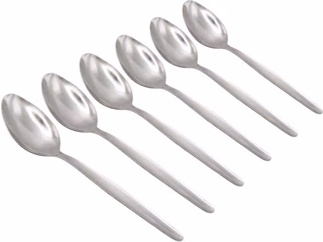 Argon Tableware Polished Stainless Steel Dessert Spoons, Silver, Set of 6, Length: 19 cm