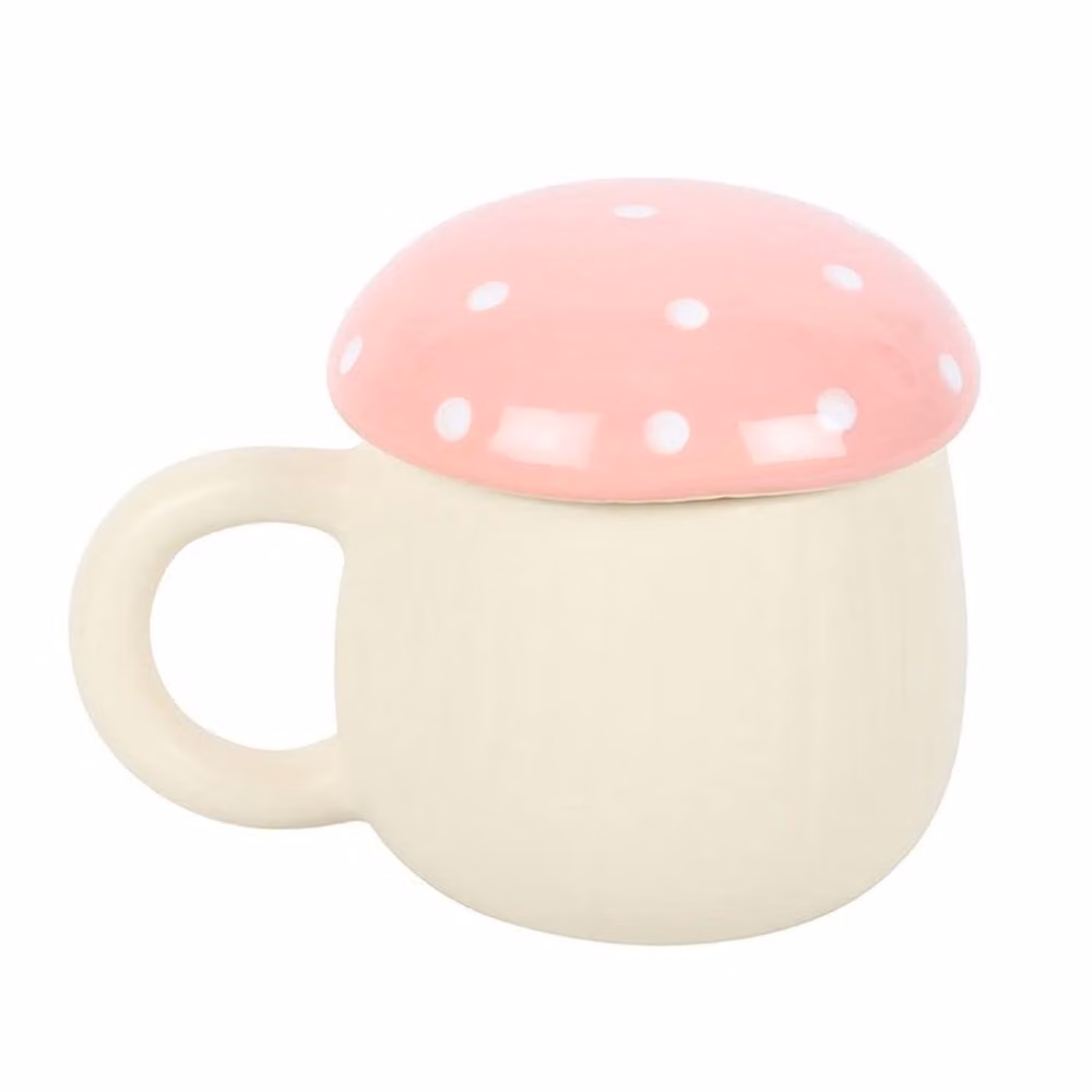 Uniqueful Pink Dotted Ceramic Mushroom Mug, 350 ml – 2