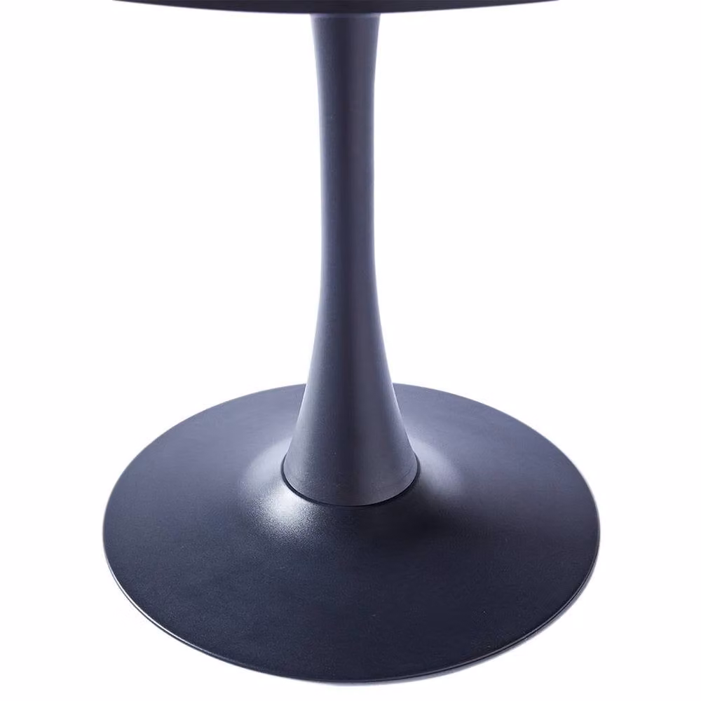 Garden Sanctuary Modern Round Wooden Table with Matt Black Metallic Base – 3