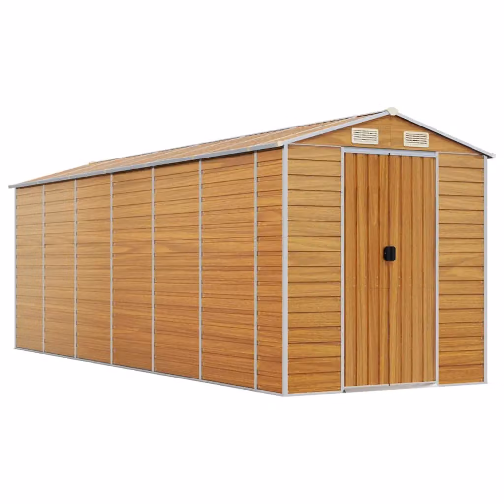 Berkfield Home Garden Shed in Light Brown, Galvanised Steel, W/D/H: 555 x 191 x 198 cm – 2