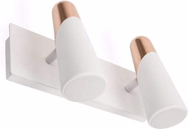 Faro Lao LED 2 Light Adjustable Indoor Wall Spotlight in White and Copper