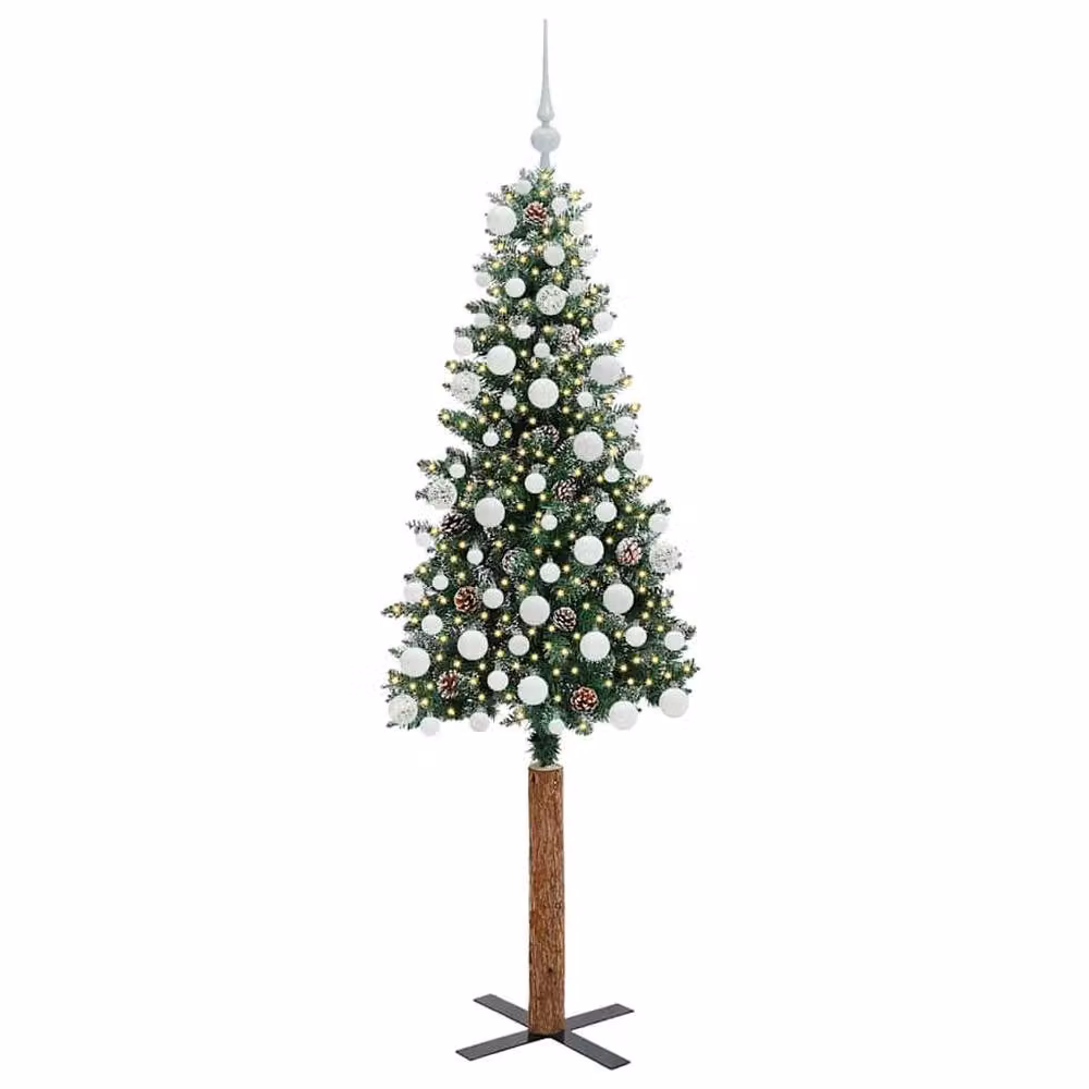 Berkfield Home Slim Christmas Tree with 300 LEDs in Green and White, Height: 180 cm – 3