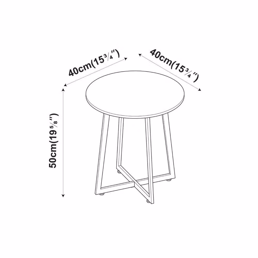 Havendro Black Marble Look Round Coffee Table with Steel Frame, W/D/H: 50 x 50 x 40 cm – 2