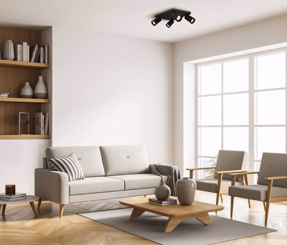 Netlighting Nesto Modern Black Metal Ceiling Spotlight Cluster with 4x GU10 Sockets – 2