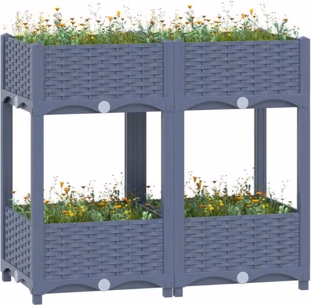 Berkfield Home Grey Polypropylene Raised Bed, W: 80 cm, D: 40 cm, H: 71 cm – 1