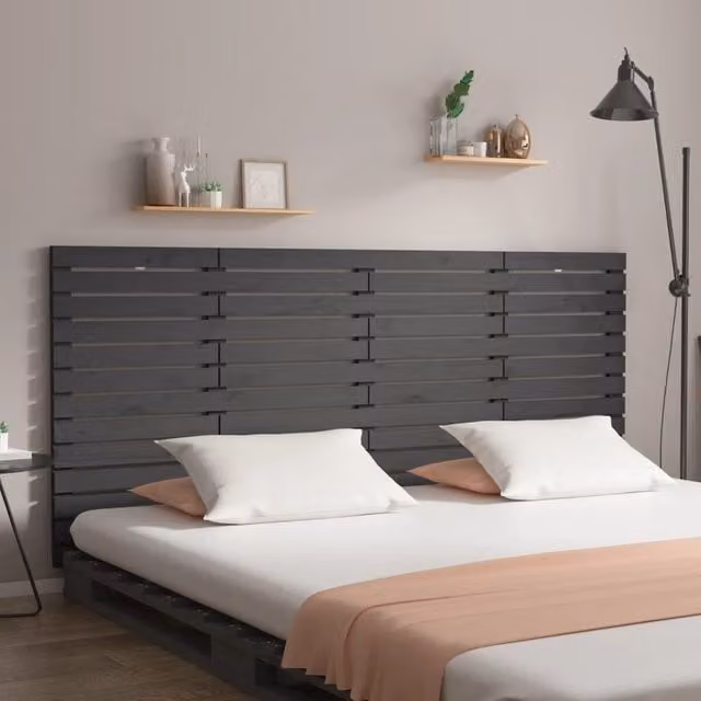 Berkfield Home Grey Rustic Solid Pine Wall Mount Headboard W: 166 cm, D: 3 cm, H: 91.5 cm – 1