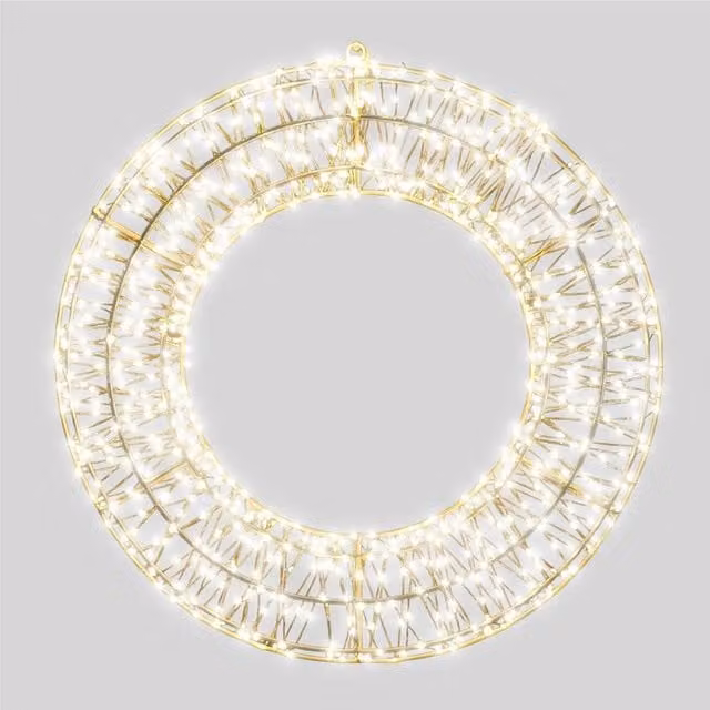 Pegdev Pre-Lit LED Christmas Wreath with Timer, Warm White, Diameter: 50 cm