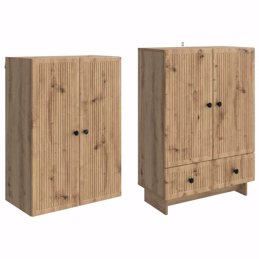 Berkfield Home 2-Piece Artisan Oak Cabinet Set in Brown – 3