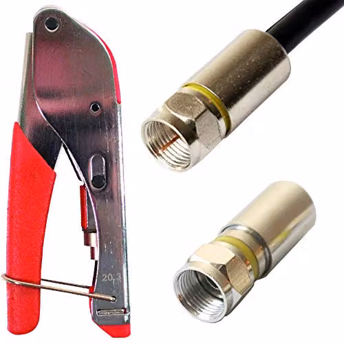 Loops F-Type Compression Tool and 10x RG6 Coaxial Connectors Crimping Kit – 3