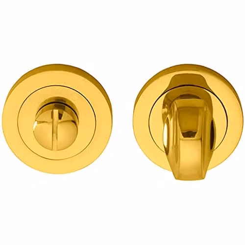 Loops Thumbturn Lock and Release Handle in Polished Brass, 50mm Diameter, Concealed Fix
