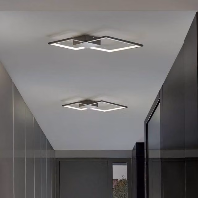 Wyld and Coco Matte Black Square Integrated LED Ceiling Light W/D/H: 54 x 54 x 6 cm – 1